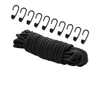 Expander corde Noir 20 m, (Corde) 8 mm caoutchouc Tendeur planifier Corde Caoutchouc Laisse corde + 10 Spirale Crochets pour 8 mm corde Crochet crochets en métal