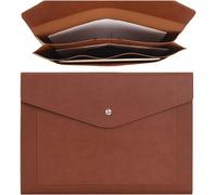 Expanding A4 Pu Leather Document Wallet With Large Size Pockets For Invoices Paper,Stationery,Tablet And Pc,Travel Work Study (Dark Brown)