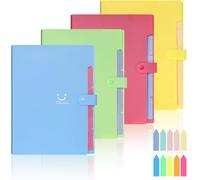Expanding Document Folders,4 Pieces A4 5 Compartments,Accordion Document With Snap Closure For School And Office