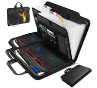 Expanding File Folder Organizer, Large Capacity A4 Fireproof Waterproof File Folder with Handle, Accordion Document Storage Bag with Zipper Colored Label Card