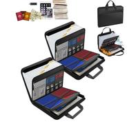 Expanding File Folder Organizer, Large Capacity A4 Waterproof Fireproof File Folder with Handle, Foldable Accordion File Storage Bag with Zipper and Label Card