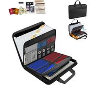 Expanding File Folder Organizer, Large Capacity A4 Waterproof Fireproof File Folder with Handle, Foldable Accordion File Storage Bag with Zipper and Label Card