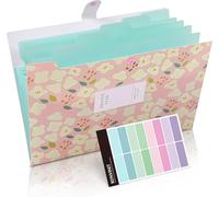 Expanding File Folders Letter Size (A4),Expandable With 5 Compartments Document Organizer,Waterproof,Flexible,And Lightweight,Bellows Sorter,Flower,Pink