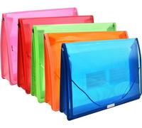 Expanding File Folders With Flap And Drawstring Closure,2.75 Inch Waterproof Clear Folders A4 Size For Home School Office 5 Pack