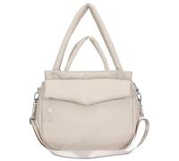 Expatrié Cabas Femme Beige - Poppy - Grand Sac à Main en Nylon - Shopper Bag avec Fermeture Éclair pour Cours, Étudiant et Lycée - Puffer Tote Bag avec Compartiment pour Ordinateur Portable