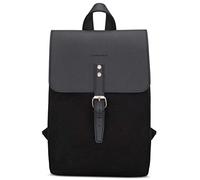 Expatrié Petit Sac a Dos Femme Noir ANNA Mini Sac à Dos Fabriqué à Partir de Toile & Cuir Végétale - Sacoche Haute Qualité pour Femmes Loisir & Voyage- Backpack Vintage avec Fermoir Magnétique