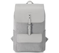 Expatrié Sac à Dos Femme en Toile de Coton & Cuir PU Végétal Gris - Daypack Imperméable Large Ella Sac à Dos 15L avec Fermeture Magnétique & Surface Cirée