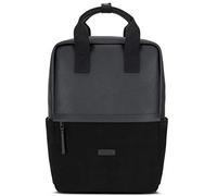 Expatrié Sac À Dos Femme Noire Mila Daypack Sac En Toile De Coton Et Cuir Végétal Petit Sac Pour Les Loisirs & les Affaires 12 Litres Compartiment Pour Ordinateur Portable 15 Pouces