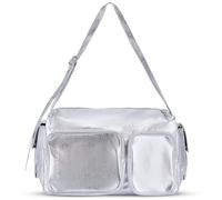 Expatrié Sac de Voyage Femmes Argent Métallisé - Nova - Weekender avec Plusieurs Compartiments - Sac de Sport Pliable - Grand Sac à Bandoulière pour Voyage, Sport, Avion et Transport