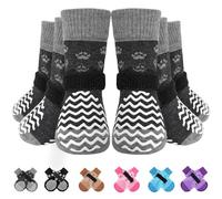 EXPAWLORER Chaussettes antidérapantes pour chien - Chaussettes double face pour chien avec poignées Grande couverture, arrête de lécher les pattes blessées, chaussettes douces pour protéger les pattes