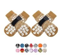 EXPAWLORER Chaussettes pour chien avec poignées - Chaussettes antidérapantes double face pour sols en bois dur, empêchent de lécher les pattes blessées, chaussettes réglables avec traction