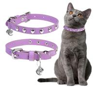 EXPAWLORER Collier réglable en cuir pour chat fille et garçon avec ceinture élastique de sécurité, accessoires personnalisés en forme de cœur, collier à boucle avec clochette et anneau en D durable