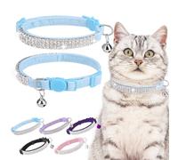 EXPAWLORER Collier réglable en velours doux sans danger pour chat - Collier réglable avec strass - Cadeau de Noël avec clochettes pour garçon, chat, chaton et petits chiens