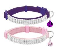 EXPAWLORER Collier réglable en velours doux sans danger pour chat - Collier réglable avec strass - Cadeau de Noël avec clochettes pour garçon, chat, chaton et petits chiens