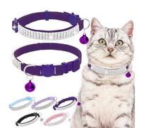 EXPAWLORER Collier réglable en velours doux sans danger pour chat - Collier réglable avec strass - Cadeau de Noël avec clochettes pour garçon, chat, chaton et petits chiens
