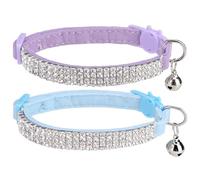 EXPAWLORER Collier réglable en velours doux sans danger pour chat - Collier réglable avec strass - Cadeau de Noël avec clochettes pour garçon, chat, chaton et petits chiens