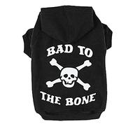 EXPAWLORER Sweat à Capuche pour Chien avec Inscription « Bad to The Bone » - Vêtements pour Chien en Automne et Hiver avec Trou pour Laisse intégré - Tenue Chaude pour Chats et Chiens de Petite et