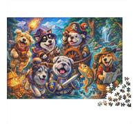 Expédition Joyeuse Puzzle en Bois 1000 Pièces Adultes Et Enfants,Dès 14 Ans,Casse-tête,Anti-Stress Chien,Jeu Éducatif,Déco Murale, Premium,Bois,Défi,Détente (75x50cm)