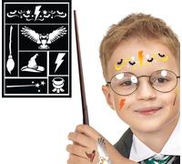 Expérience Licorne Stencil Kit de maquillage Princesses Carnaval Magie Fantaisie Facepainting Jeu créatif pour enfants Pochoirs Monde de rêve Jeu de couleurs Peinture faciale, couleur : noir