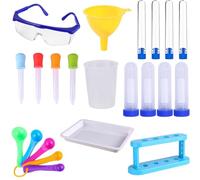 Experiences Scientifiques Enfants,YouXiaor 19PCS Eprouvette Plastique, Pipette Plastique Support de Tube à Essai Dropper Pipette,Science pour Enfants,Set de Chimie