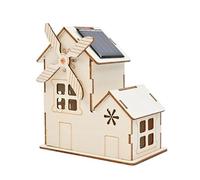 Expériences scientifiques STEM pour enfants, kits scientifiques de maison solaire en bois avec ventilateur de moulin à vent | Projets pratiques d'énergie renouvelable pour les activités en classe et