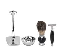 Expert Beard Trimming Kit for Men | 4 - in - 1 Alloy Soap Bowl Holder & Wet Brush Set | Complete Grooming Tool for Daily Care/Travel/Home Use