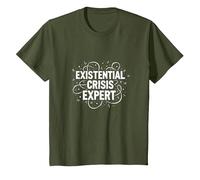 Expert en Crises existentielles Emo - Angsty Goth Mindset T-Shirt, Enfant, Olive, 6 Ans