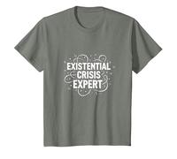 Expert en Crises existentielles Emo - Angsty Goth Mindset T-Shirt, Enfant, Vert Kaki chiné, 8 Ans