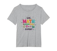 Expert en mathématiques pour Filles : autonomisation STEM colorée T-Shirt, Femme Grandes Tailles, Gris Chiné, 1X