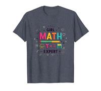 Expert en mathématiques pour Filles : autonomisation STEM colorée T-Shirt, Homme, Bleu Chiné, L