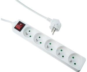 EXPERT LINE 486971 Multiprise 5 Prises avec Interrupteur - Bloc Multiprise Électrique 16A 3680W 3G1mm² - Protection Enfant - Blanc - Usage Maison et Bureau