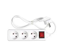 EXPERT LINE - Multiprise électrique 3 prises multiple - Bloc multiprise 3 prises + interrupteur, rallonge multiprises - 3P / 16A / 3G1mm² - Blanc - Protection enfant