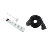 EXPERT LINE - Multiprise électrique 5 Prises Multiple - Bloc multiprise 5 Prises + Interrupteur, rallonge multiprises - 5P / 16A / 3G1mm² & Zenitech Prolongateur 16A 2P+T HO5VV-F 3G1,5mm² Noir 5m