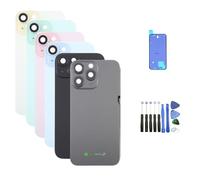 Expert-mobiles Vitre arrière Compatible pour iPhone 14 + Support + Nappe NFC Objectif CAMÉRA + Joint DÉTANCHEITÉ + Outils 6 Couleurs AU Choix (Noire)