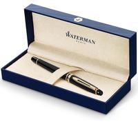 Expert Stylo Plume Noir Brillant Avec Attributs Dorés À L'or Fin 23 K Plume Fine Coffret Cadeau
