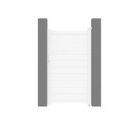 EXPERTLAND - Portillon battant aluminium persienné L103 x H180 cm blanc - VIAZO