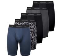 Expertoftio Caleçons boxeurs à jambe longue de 22,9 cm pour homme, performance anti-humidité, frottements fourmis, mouche, 4 : bleu/noir/gris, Small