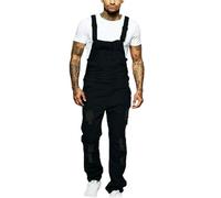 Expeum Jeans Pantalon Pantalon Denim Salopette Combinaison Déchirée Trou Délavé Coupe Slim Fit Tendance Street Casual Trajet Décontracté Jambe Droite Pour Hommes, Noir , L-XL