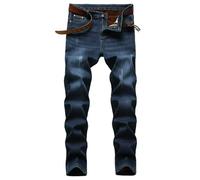 Expeum Pantalon en jean bleu rétro extensible coupe slim fit rue tendance décontracté banlieue jambe droite pour homme, bleu, 50-52