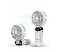 Explcior Electric Fan Handheld Mini Portable Hand Held Fans USB Rechargeable Fans Foldable Travel Powerful Personal Pocket Fan 5 Speeds Cooling Desk Holiday Quiet Silent for Women Handbag(blanc)
