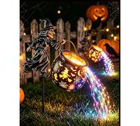 Explcior Halloween Witch Cauldron Garden Light with LED Projector and Stake