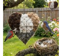 Explcior Handmade Alpaca Fiber Bird Nesting Heart, Heart-Shaped Nesting Aid, Refillable Birds Haven, Winter Tree Shelter for Wild Bird, for Outside Garden Art Birdhouse, Gifts for Birds Lovers(1pc)