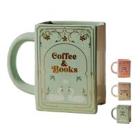 Explcior Tasse Du Rat De Bibliothèque - Tasse à Thé En Céramique Originale, Tasse à Café En Forme De Livre à Couverture Rigide Peinte, Cadeau Mignon Et Amusant Pour Les Amoureux Des Livres(vert)