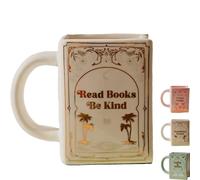 Explcior Tasse Du Rat De Bibliothèque - Tasse à Thé En Céramique Originale, Tasse à Café En Forme De Livre à Couverture Rigide Peinte, Cadeau Mignon Et Amusant Pour Les Amoureux Des Livres(blanc)
