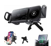 Explcior Wireless Charging Rotating Car Mount, High Intelligent 2 in 1 Auto Rotating Mobile Phone/Pad Holder, One-Touch Rotatable Car Vent Fast Charging Mobile Mount(Noir)