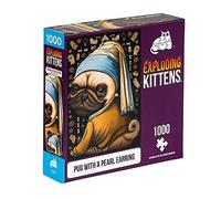 Exploding Kittens Jigsaw Puzzles for Adults - Pug with a Pearl Earring - 1000 Piece Jigsaw Puzzles for Family Fun & Game Night