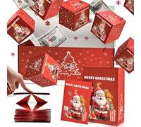 Exploding Money Gift Box, 2025 New Merry Christmas Folding Bouncing Envelope, Festive Party Surprise Gift (B-Red)