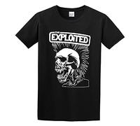 Exploited Skull T-Shirt Funny Top Tee Short-Sleeve for Mens Black M