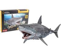 Explora-Grand Requin Blanc-Puzzles 3D-540213-72 Pièces-Animaux-Niveau 4-Sans Colle Ni Ciseaux-Licence National Géographic-Jeu De Construction-À Partir De 8 Ans