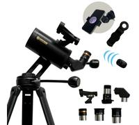 ExploraPro 70AZ Maksutov Télescope - Ouverture 70mm Longueur focale 750mm - Télescope Alt-AZ Manuel avec Contrôle Slow Motion - Adaptateur Smartphone et Obturateur à Distance - Spectrum Optical